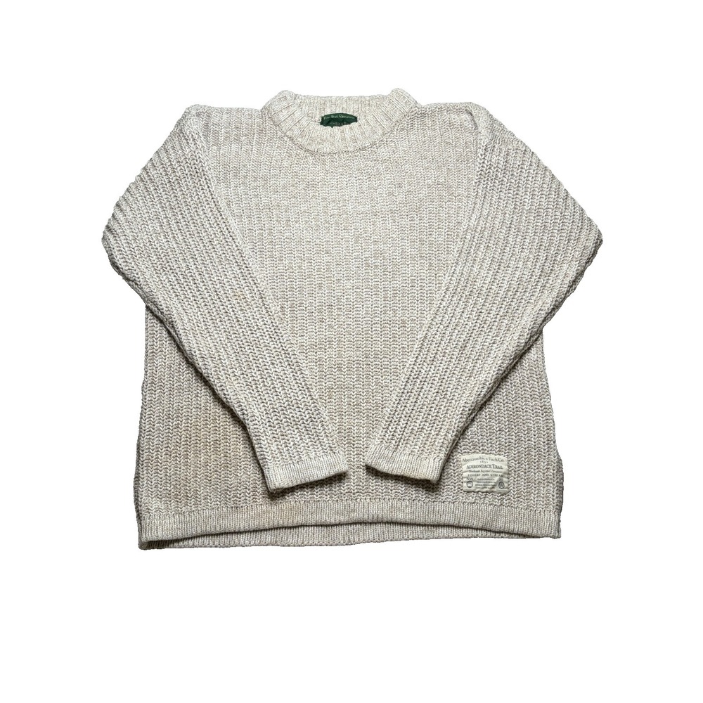 Vtg 90s Abercrombie & Fitch Sweater Mens L Gray Adirondack Trail Guide Chunky